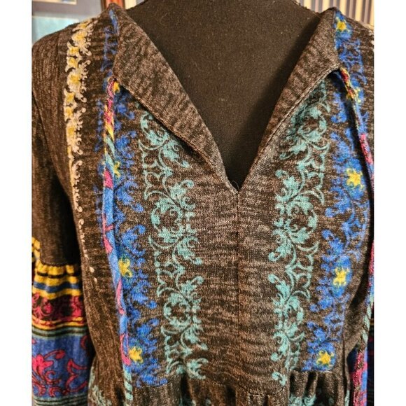 Bohemian Violet Weekend Dress Loose Fit Unique Babydoll Design Size 8 - Picture 3 of 6